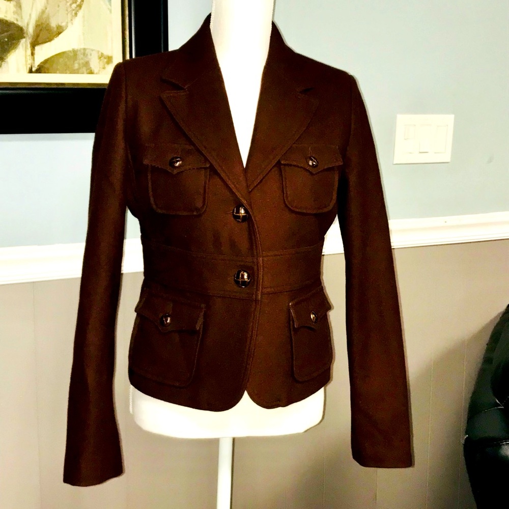 Zara Basic Cranberry Brown Wool Blend Jacket - image 1